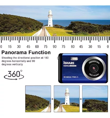 Cámara digital, cámara recargable de 30 MP para apuntar y disparar con zoom  digital de 18X cámaras digitales para fotografía con 2 baterías y tarjeta