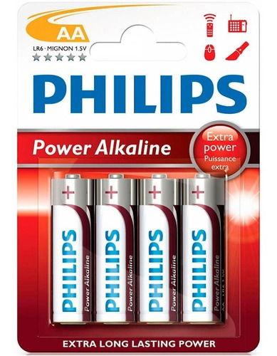 Blister Pilas Alcalinas Philips Aa 1.5v ( Pack 4 Unidades )®