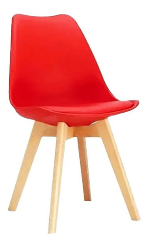 Imagen 1 de 3 de Silla de comedor Tienda El Garage Eames acolchada, estructura color rojo, 1 unidad