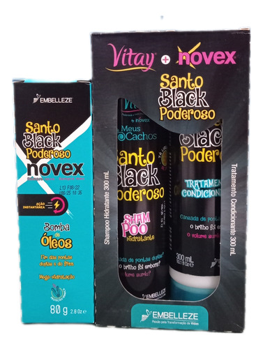 Kit Novex Santo Black (shamp + Acond + B - g a $100