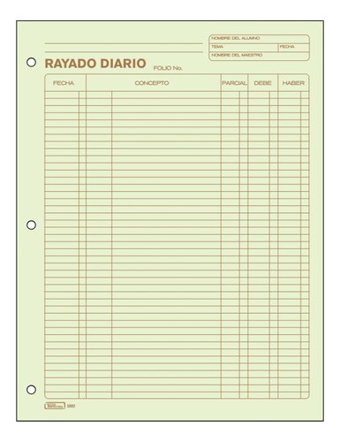 4pzas Rayado Diario Printaform 5002 Carta 50 H. Verde