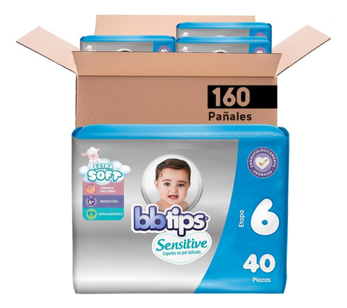 Pañales Bbtips Etapa 6 Unisex 160 pañales Talla Talla 6 Género Sin género