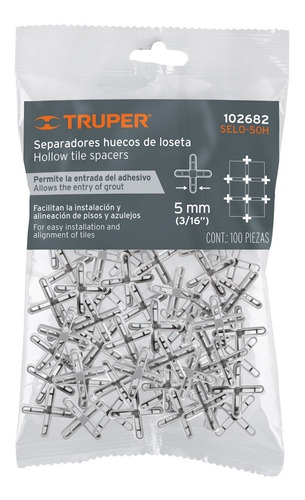 100 Separadores Huecos De 5mm Para Losetas, Truper 102682