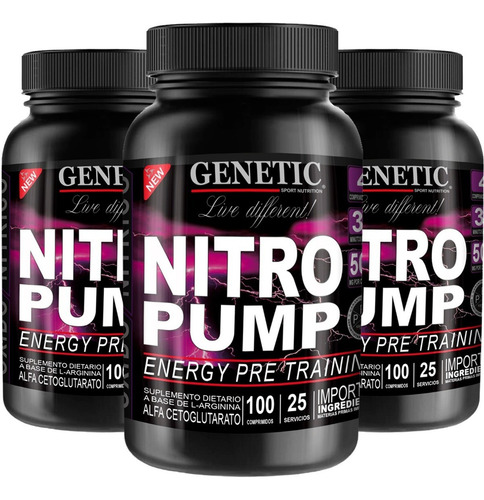 Nitro Pump 300 Comp. Desarrollo Muscular Arginina Genetic Sabor Neutro