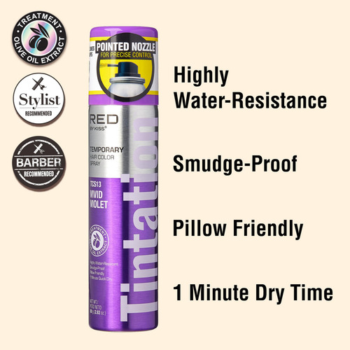 Spray Temporal Color Cabello Vivid Violet, Red By Kiss Tcs13