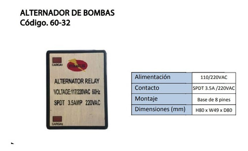 Altenador De Bombas 110/220 Vac Base De 8 Pines