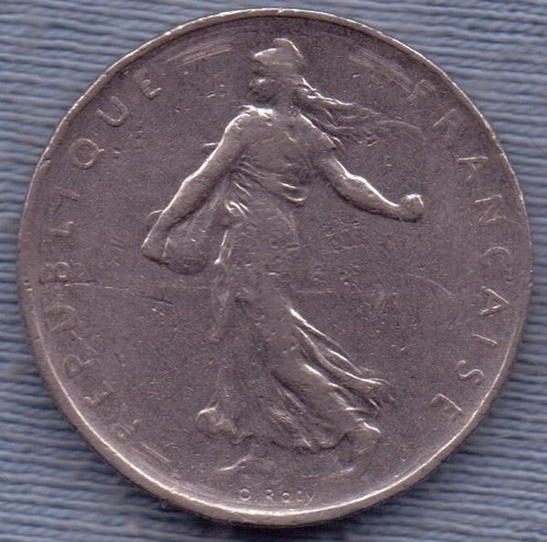Imagen 2 de 2 de Francia 1 Franc 1967 * Libertad * Republica *