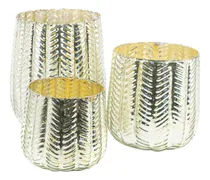 Comprar 3 Porta Velas Fanales Mercurizados Plateados #101 #104 #113