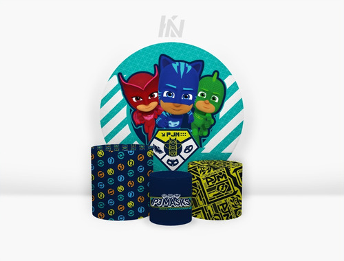 Painel Redondo 1,90x1,90 Trio Cilindros Pj Masks Licenciado