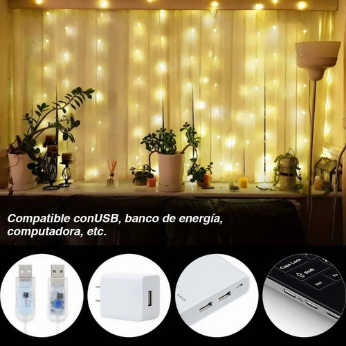 Cortina Decorativa Control Remoto De Luz Led 8 Modos