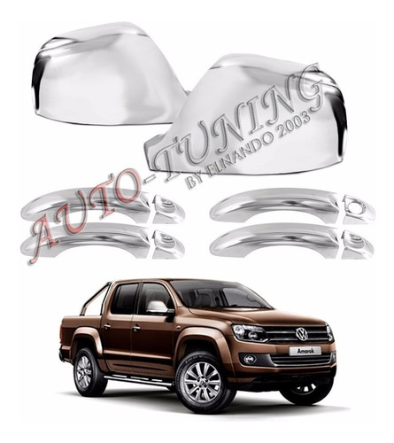 Imagen 2 de 3 de Kit 6 Piezas Cubre Espejos Cubre Manijas Cromados Vw Amarok