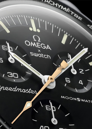Relógio de pulso Omega x Swatch Mission to the Moon com corria de velcro cor preto - bisel preto-estrelado