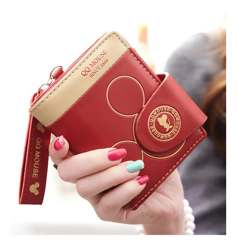 Cartera Disney Mickey Minnie para mujer con monedero, color rojo