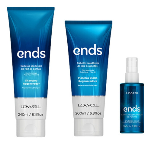 Kit Lowell Ends Regenerador- Shampoo+condicionador+fluido