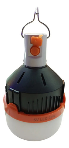 Led Recargable Bombilla 25w De Emergencia Carga Usb Negro Con Naranjo