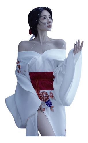 Kimono Mujer Retro Japan Blanco Ropa