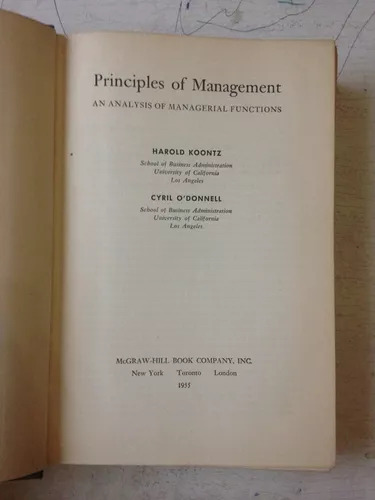 Principles Of Management Harold Koontz - Cyril O'donnell