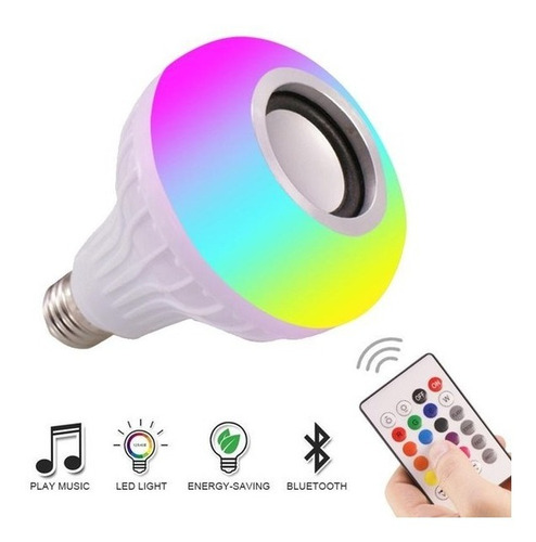 Imagem 3 de 6 de Lâmpada Bluetooth Com Led Rgb Música + Controle Remoto