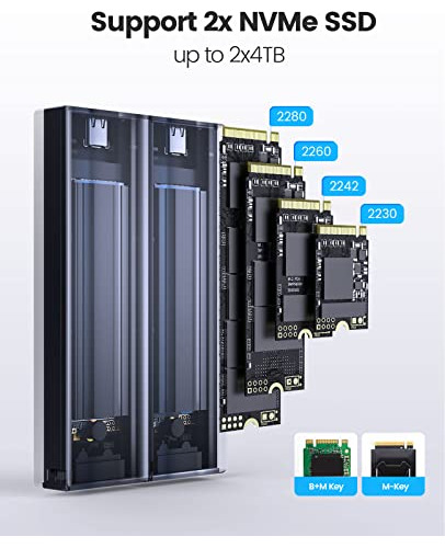 Carcasa Orico Dual M.2 Nvme Ssd, Adaptador Usb C A M2 Para M