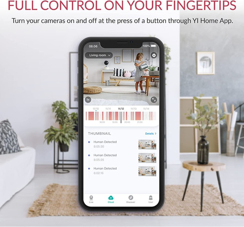 Imagen 8 de 9 de Cámara Monitor Para Bebé Wifi Dome Nocturna Altavoz Yi 1080p