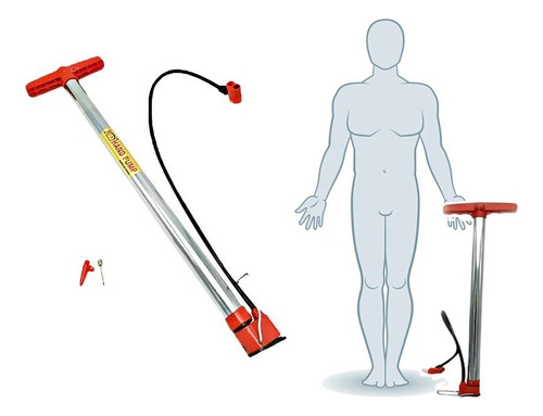 Bomba Aire Mano Pie Inflador Llanta Bici Grande Metalica 