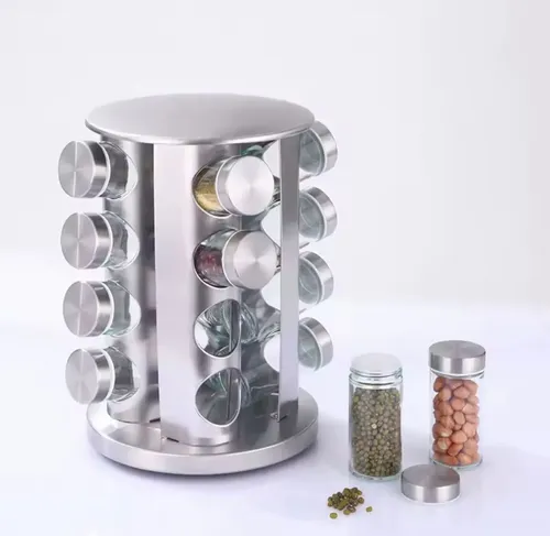 Porta Tempero Inox Redondo 16 Potes Giratório
