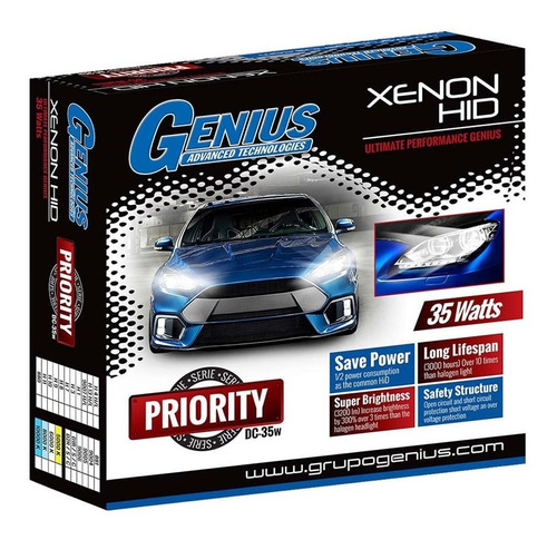 Kit De Xenon Hid Genius Priority H4 H/l Dc De 35w