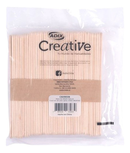 Palitos Madera Helado Natural Creative X50 Serviciopapelero