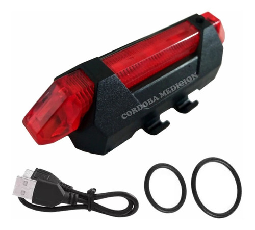 Luz Bici Trasera Recargable Usb 4 Funciones Super Liviana