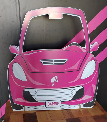 1 Display Chão Carro Rosa - Barbie P/foto 60cm 3mm