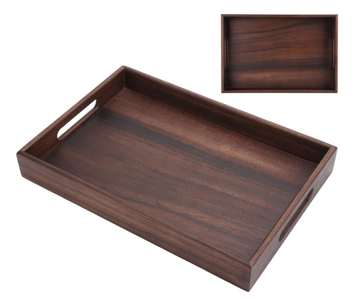 Bandeja De Té Rectangular De Madera Con Ranuras Para Servir
