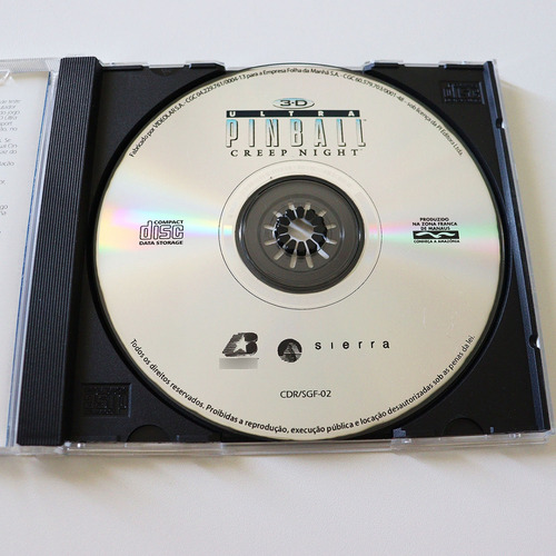Cd-rom Jogo 3d Ultra Pinball Creep Night Pc Retrô Windows