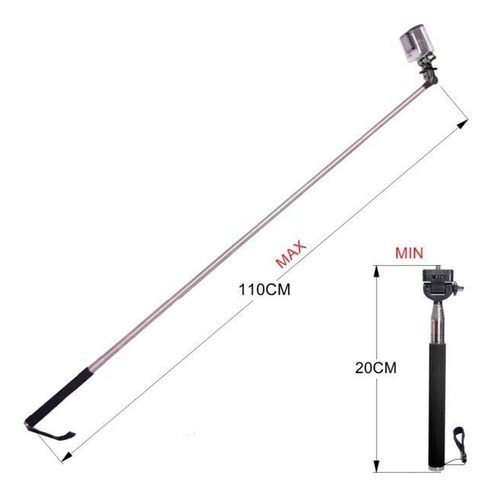 Bastão Extensor Pau De Selfie De Aço Gopro Sjcam Eken Xiaomi