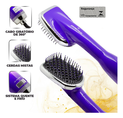 Escova Secadora Modeladora 3 Em 1 Premier One - Roxa