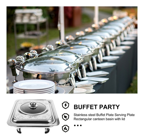 Set De Buffet De Acero Con Bandeja De Frutas