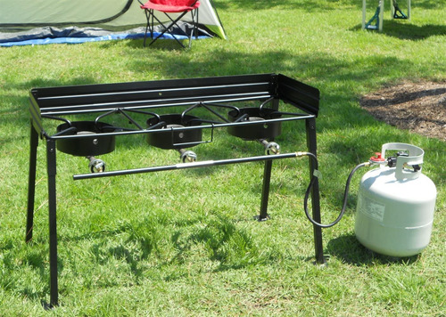 Estufa Portátil De Propano 3 Quemadores Patas Desmontables Color