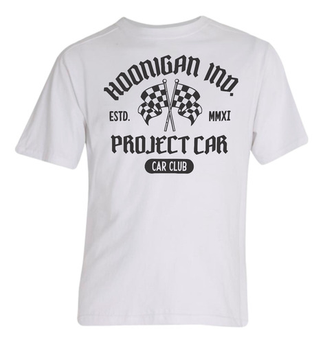 Remera Hoonigan Industries Project Car Algodon Blanca