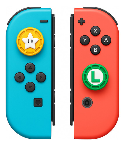 4 Grips Capa Analógico Joy-con Para Switch Modelo Mario Cor Verde E Amarelo
