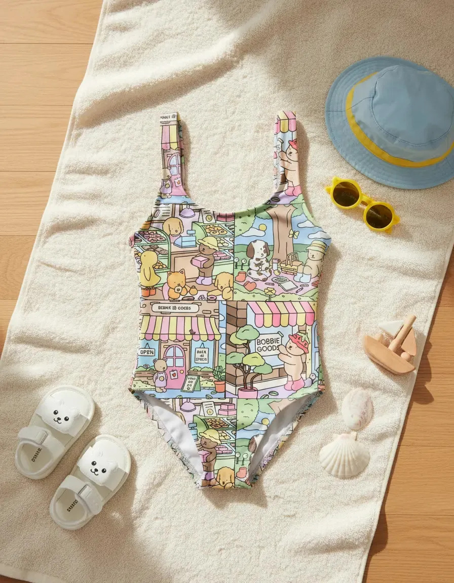 Maiô Biquíni Menina Moda Praia Natação Desenhos Infantis Cor Estampa 01 Tamanho 14
