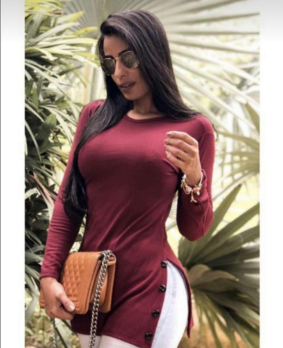 Blusa Manga Longa Long - Marsala