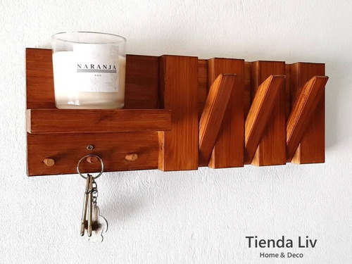 Imagen 3 de 10 de Perchero De Pared Madera Rebatible Moderno Nordico