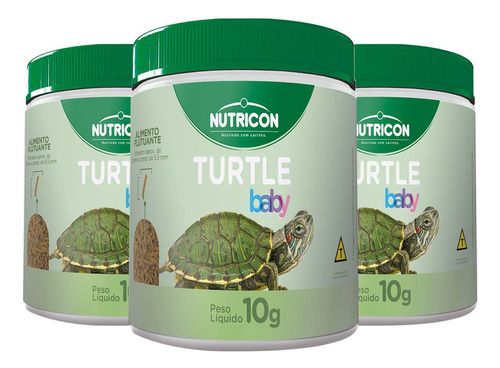 Kit 3 Ração Nutricon Turtle Baby 10g - Tartarugas Filhotes