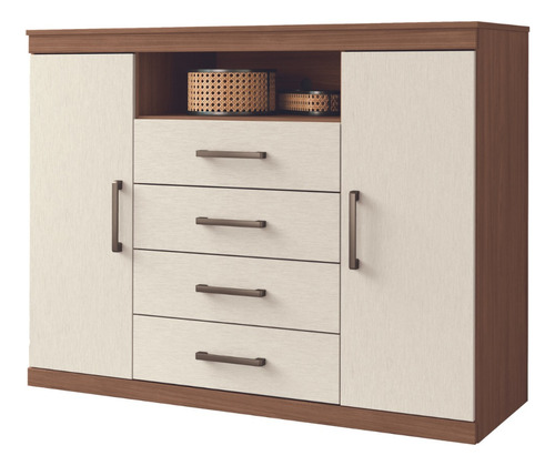 Comoda Master 2 Puertas 4 Cajones Beige