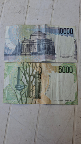 Billetes Liras Italianas 5000 Y 10000 (Usado)