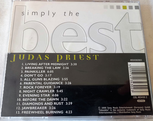 Cd Judas Priest - Simply The Best 1er Ed. Heavy Metal Maiden (Usado)