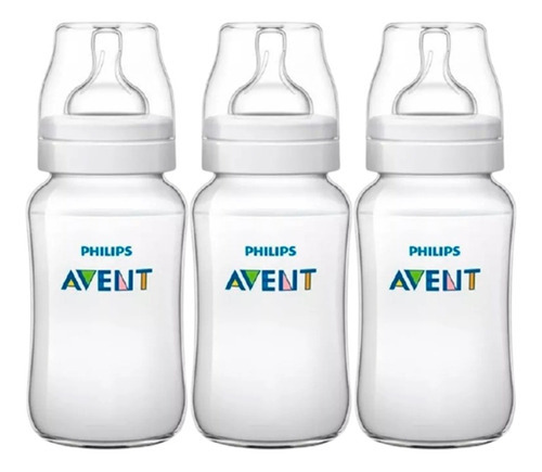 Kit 3 Mamadeira Avent Classica Philips 260ml 1-3 Meses