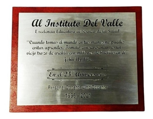 Placa Rectangular Grabada 20x16 Cm Incluye Atril Y Caja