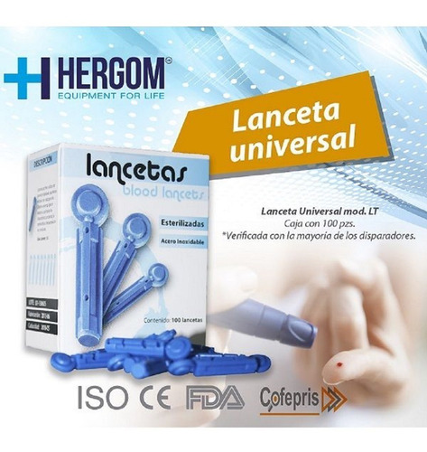 Imagen 3 de 3 de Caja C/ 100 Lancetas Universales Mercy Glucosa Esterilizadas