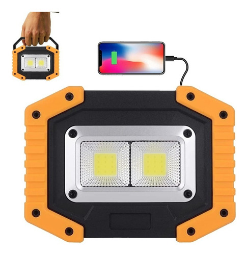 Luz De Trabajo Recargable Led 2000lm Lámparas Mano Camping Color De La Linterna Negro Color De La Luz Negro/naranja