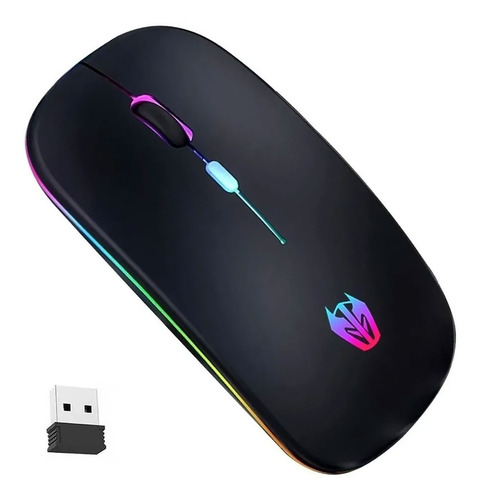 Imagen 1 de 8 de Mouse Inalámbrico, Rgb Ratón Recargable Wireless 2.4g
